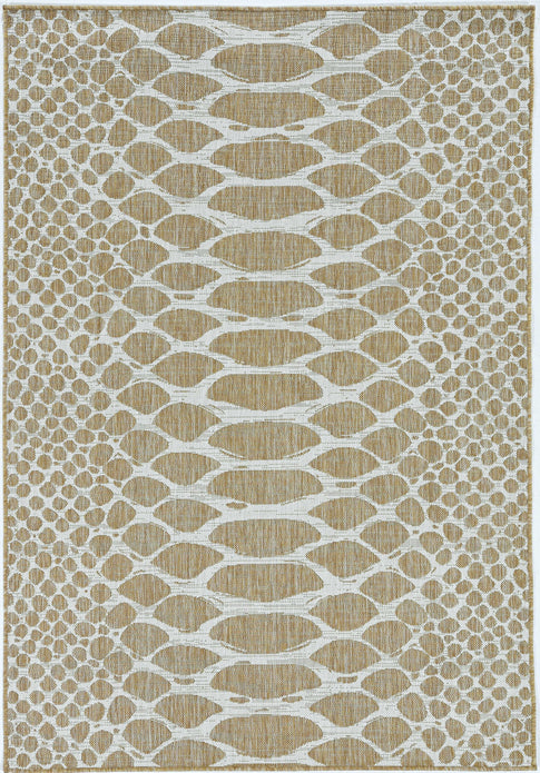 3'x4' Ivory Machine Woven UV Treated Snake Print Indoor Outdoor Accent Rug