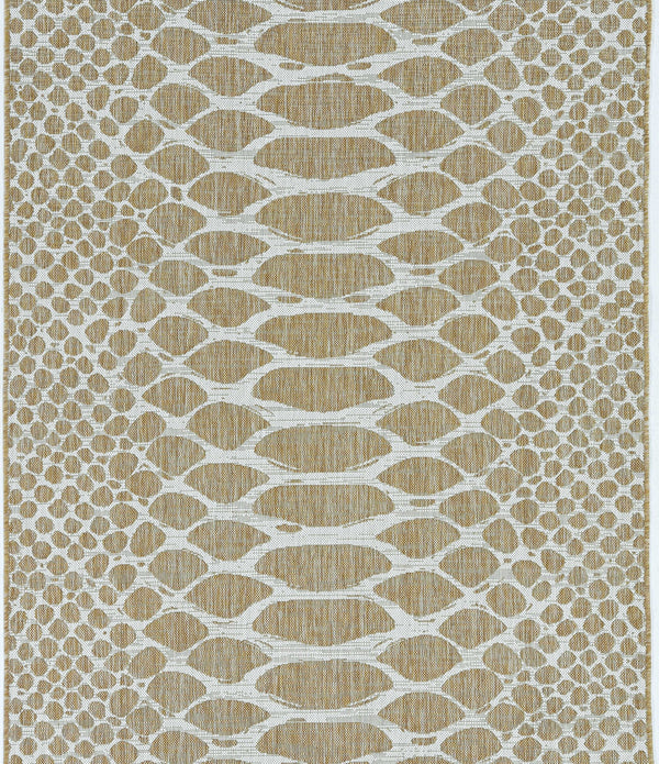 3'x4' Ivory Machine Woven UV Treated Snake Print Indoor Outdoor Accent Rug