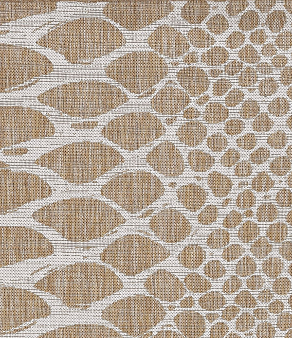 8'x11' Ivory Machine Woven UV Treated Snake Print Indoor Outdoor Area Rug