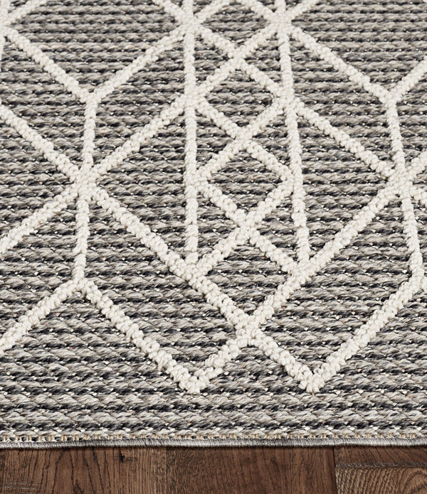 7'x9' Grey Machine Woven UV Treated Geometric Indoor Outdoor Area Rug