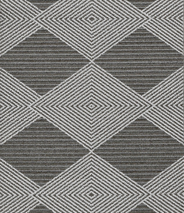 7' x 9' Grey or Ivory Geometric Diamonds Indoor Outdoor Area Rug