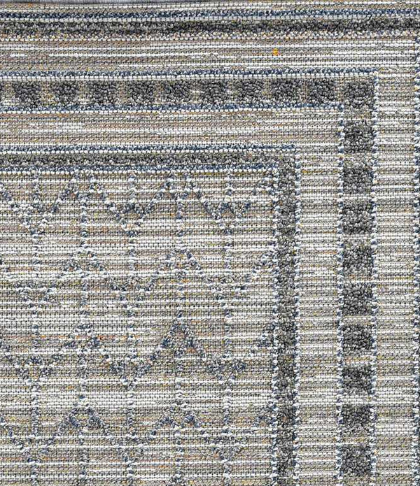 4'x6' Grey Machine Woven UV Treated Bordered Chevron Indoor Outdoor Area Rug