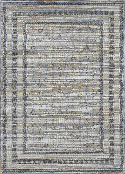 5'x8' Grey Machine Woven UV Treated Bordered Indoor Outdoor Area Rug