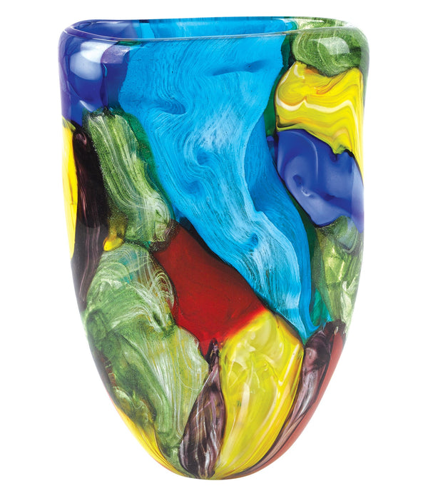 11 MultiColor Glass Art Oval Vase