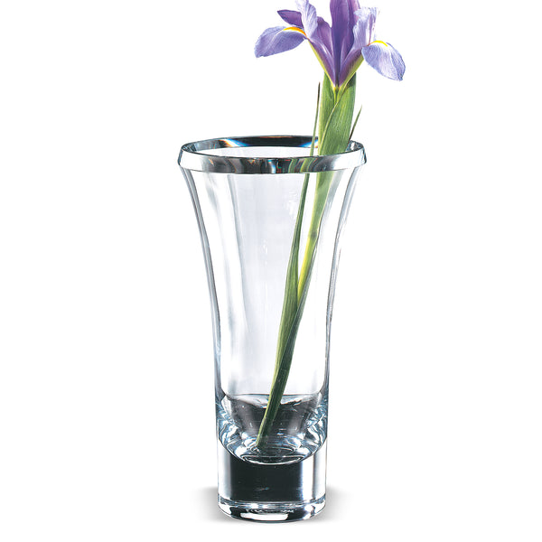 11 Mouth Blown Crystal Thick Walled Beveled Edge Vase