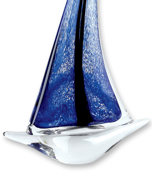 9 Blue Art Glass Sailboat