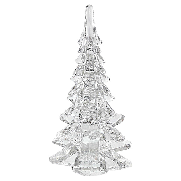 12" Mouth Blown Clear Glass Christmas Tree Sculpture