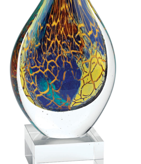 12 MultiColor Art Glass Teardrop on Crystal Base