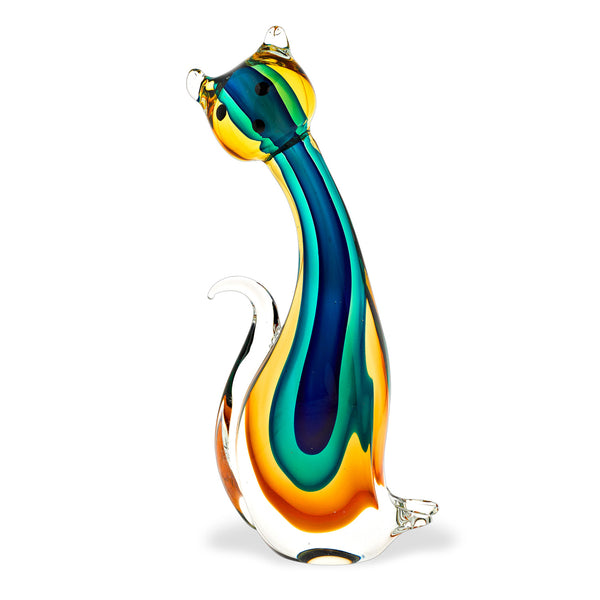 12 Mouth Blown MultiColor Feline Art Glass