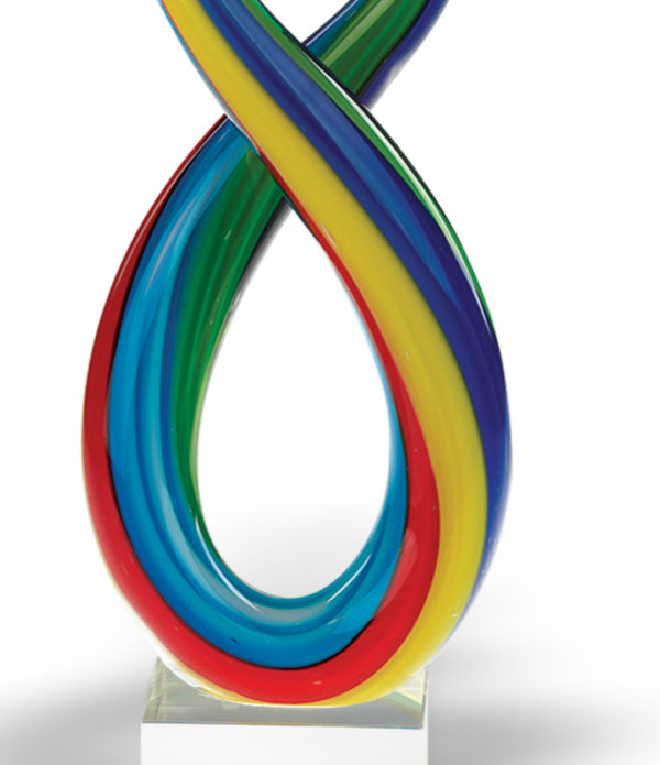 14 Mouth Blown Art Glass Rainbow Centerpiece on Base