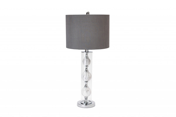 Set of Two Metal 3 Ball Glass Table Lamps