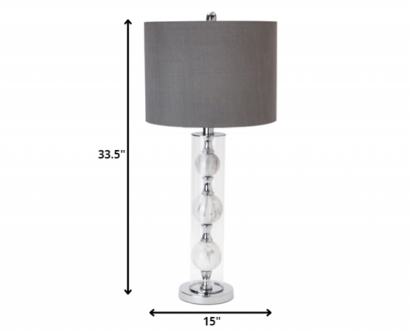 Set of Two Metal 3 Ball Glass Table Lamps