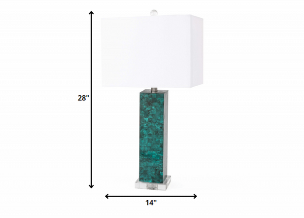 Set of 2 Green Mother of Pearl Coastal Table Lamp