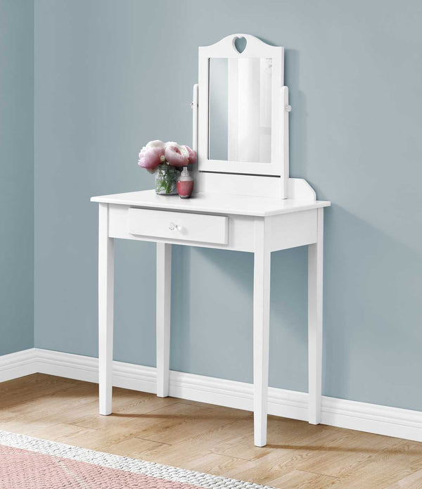 White Vanity Mirror and Storage Drawer