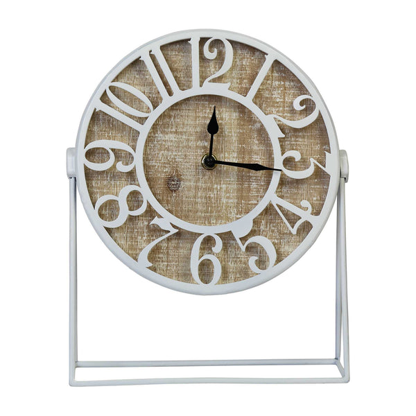 9 Round Semi-Glossy White Finish Desk Clock