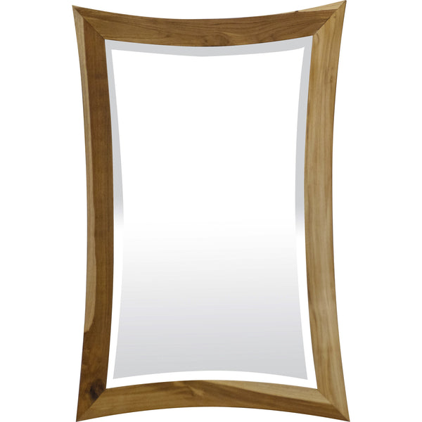 Modern Curves Solid Teak Wall Mirror in Natural Finish