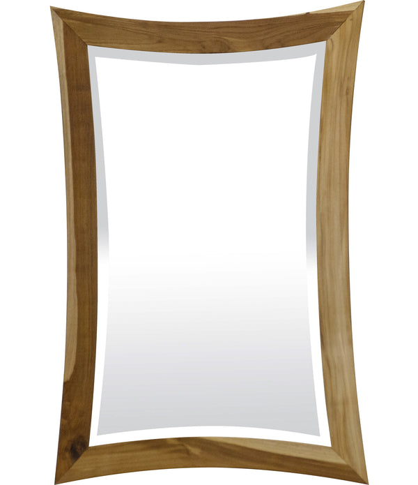 Modern Curves Solid Teak Wall Mirror in Natural Finish