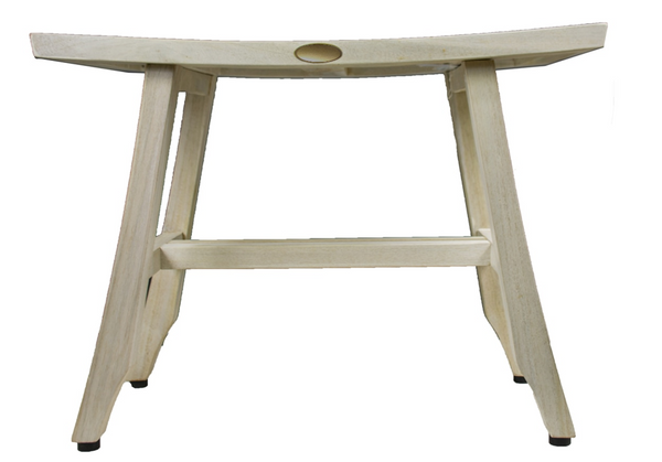 Contemporary Teak Shower Stool or Bench in Whitewash Finish