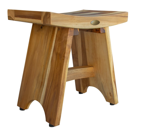 Compact Contemporary Teak Shower Stool in Natural Finish