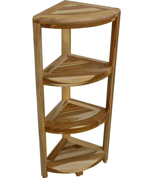 Teak Four Tier Corner Shelf in Natural Finish