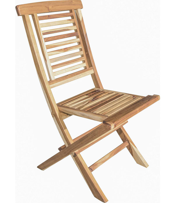 Natural Teak Stripe Back Folding Dining Chair