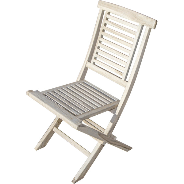 Compact Teak Folding Chair in Driftwood Finish