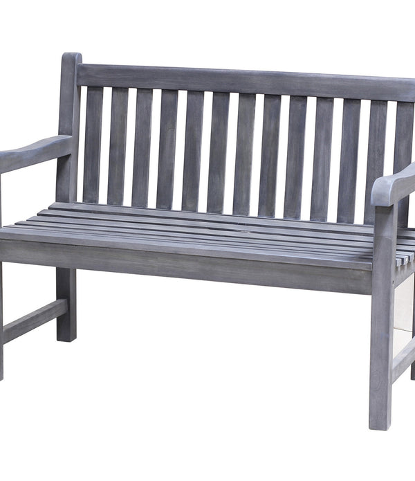 Compact Teak Outdoor Bench with Staright Design in Coquina Finish