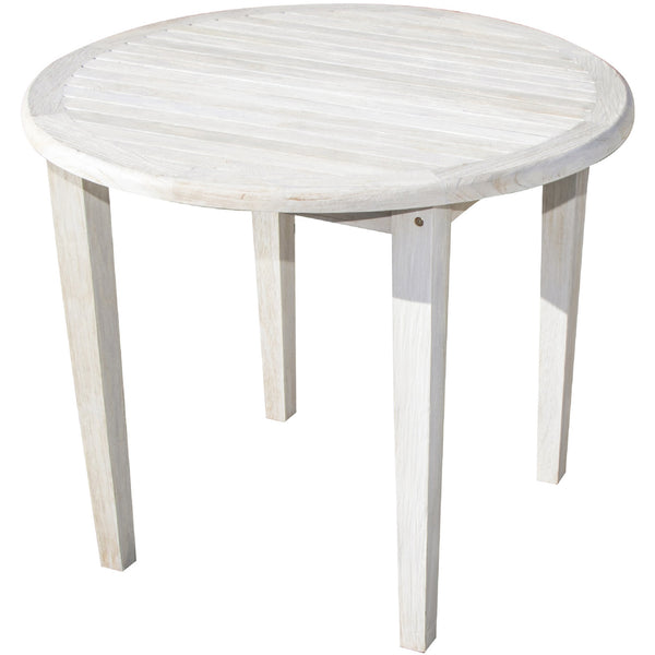 37" Round Compact Teak Dining Table in Driftwood Finish