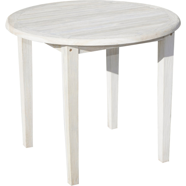 37" Round Compact Teak Dining Table in Driftwood Finish