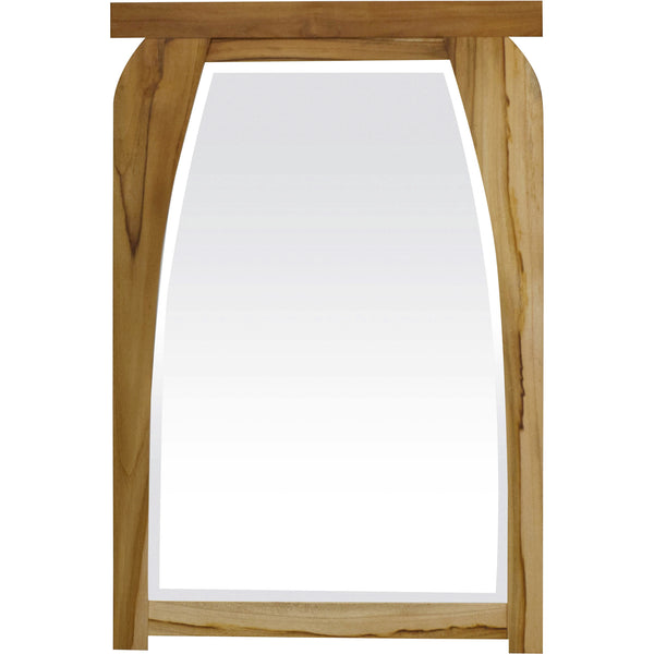 Modern Shape Teak Wall Mirror in Natural Finish