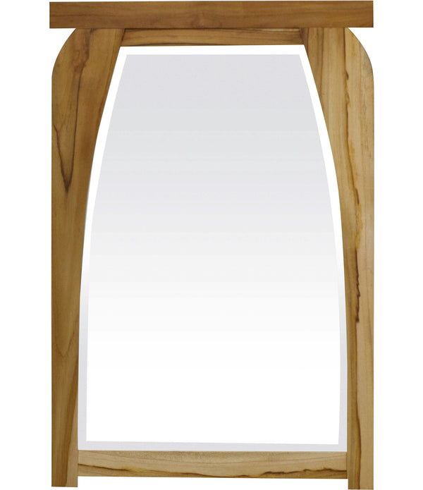 Modern Shape Teak Wall Mirror in Natural Finish