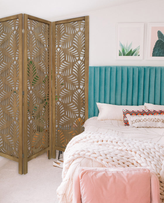 3 Panel Room Divider with Tropical leaf