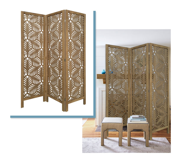 3 Panel Room Divider with Tropical leaf