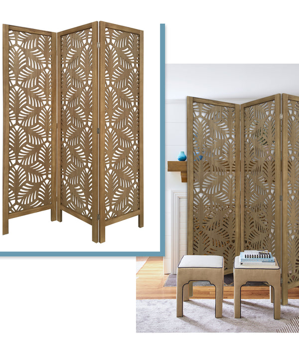 3 Panel Room Divider with Tropical leaf