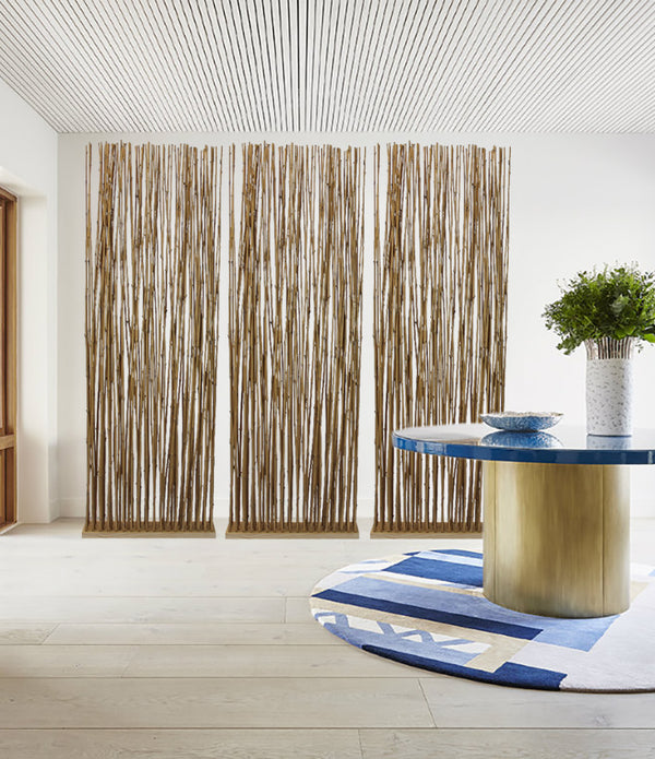 Single Panel Room Divider with Bamboo Branches Design