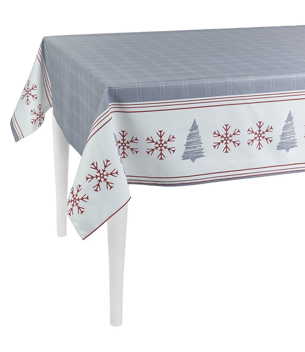 84" Merry Christmas Printed Rectangle Tablecloth in Grey