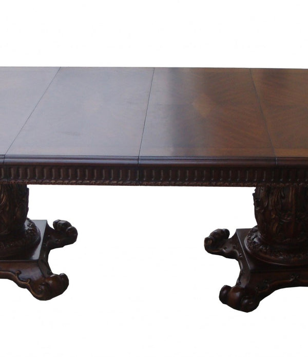 Wooden Top Cherry  Dining Table with Wood carving details