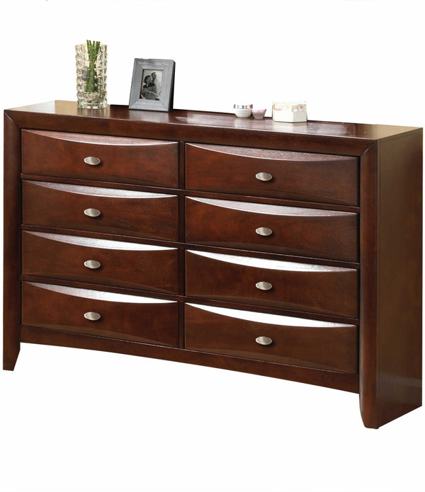 41' Espresso Wood Finish Dresser with 8 Drawers