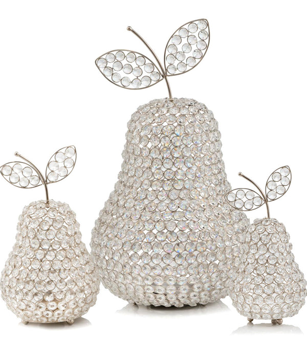 17.5' Jumbo Faux Crystal Silver Pear Sculpture