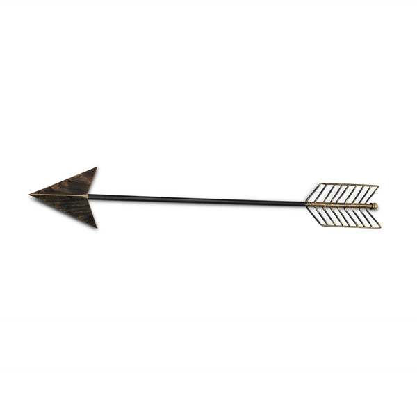 Burnished Dark Brown and Gold Tone Metal Arrow Wall Decor