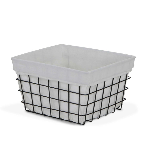 Rectangular White Lined and Metal Wire Storage