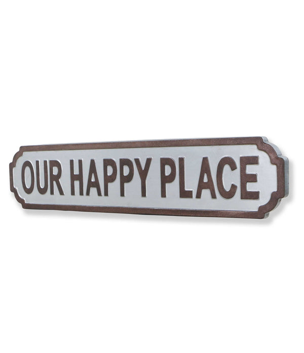 Gray Metal Wall Mounted Sign  Our Happy Place