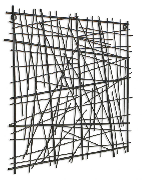 Black Metal Abstract Linear Array Wall Art Decor