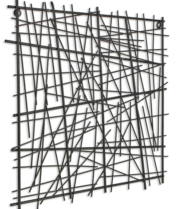 Black Metal Abstract Linear Array Wall Art Decor