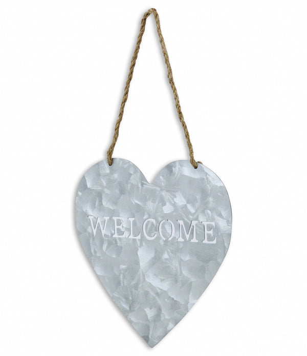 Welcome Gray Galvanized Metal Wall Art