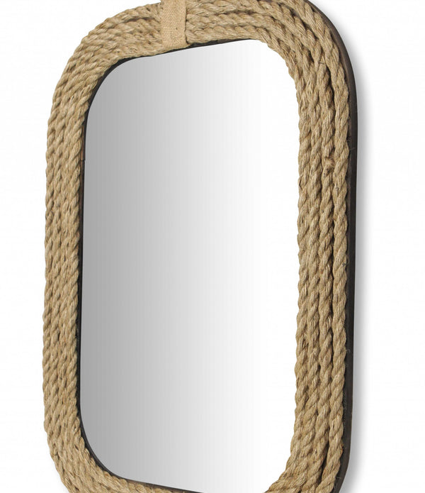 Rustic Rounded Rectangle Rope Braid Wall Mirror