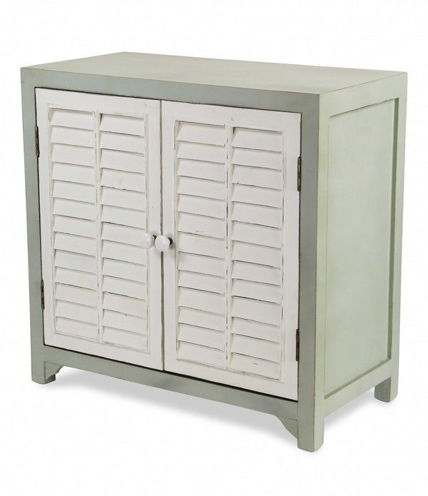 Sea Salt Blue and White Shutter Accent Cabinet