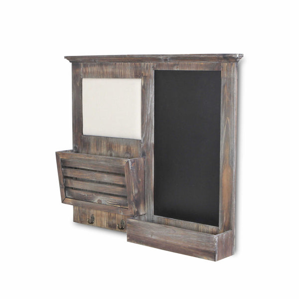 Gray Wooden Wall Chalkboard with Side Storage Basket