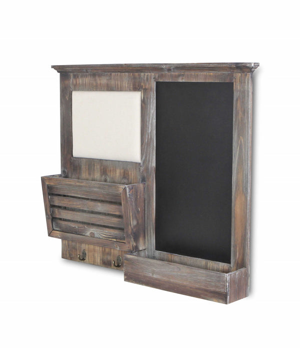 Gray Wooden Wall Chalkboard with Side Storage Basket