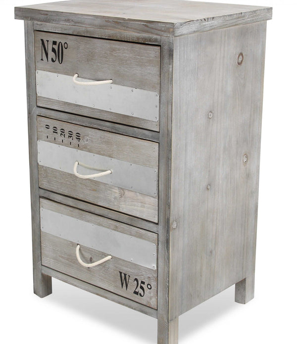 Nautical Gray Wash Wood Accent Cabinet